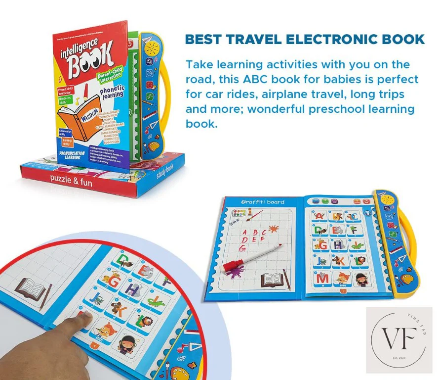 Electronic Intelligence Book -Colourful Audio Interactive Learning Book – Fun Phonics and Alphabet Learning for Toddlers