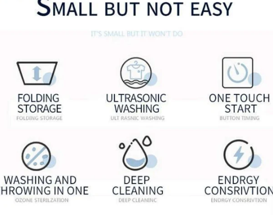 Powerful Mini Foldable Washing Machine with dryer, Huge Capacity