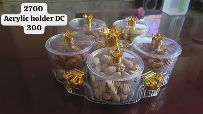 Acrylic dry fruit holder revolving random transparent color