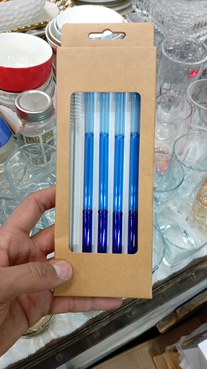 Glass straws with cleaner brush