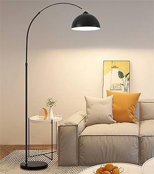 Arc lamp metal body with heavy wooden base