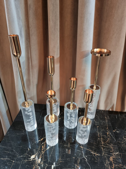 Acrylic and metal candle holders