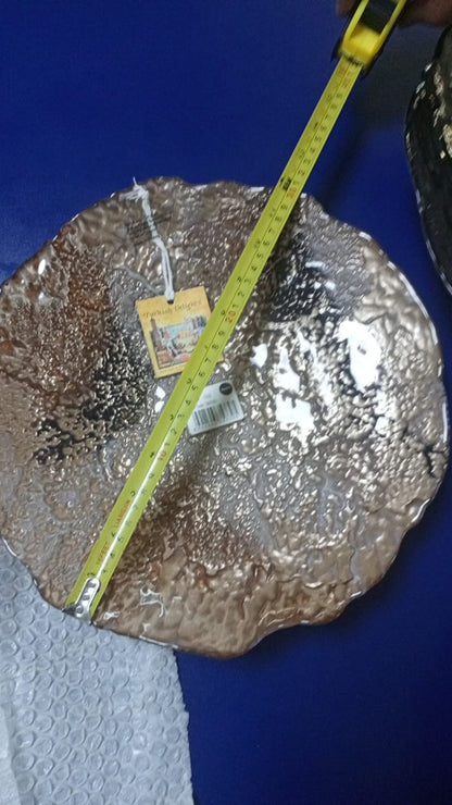 Metal table stand with platter ceramic