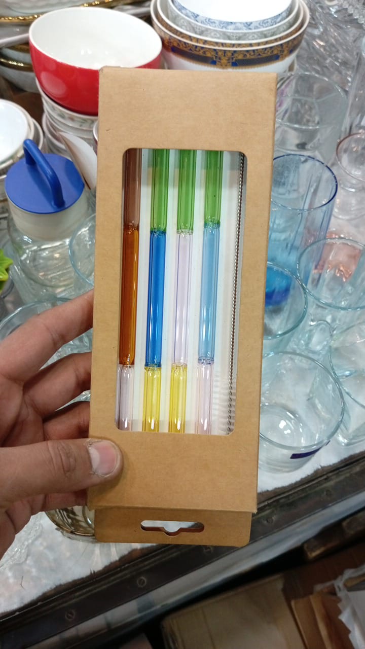 Glass straws with cleaner brush