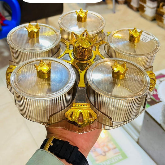 Acrylic dry fruit holder revolving random transparent color